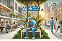 DALL·E 2024-08-01 14.26.49 – A realistic illustration in a landscape, 16_9 format, depicting workplace well-being. The image features a modern office environment with diverse empl